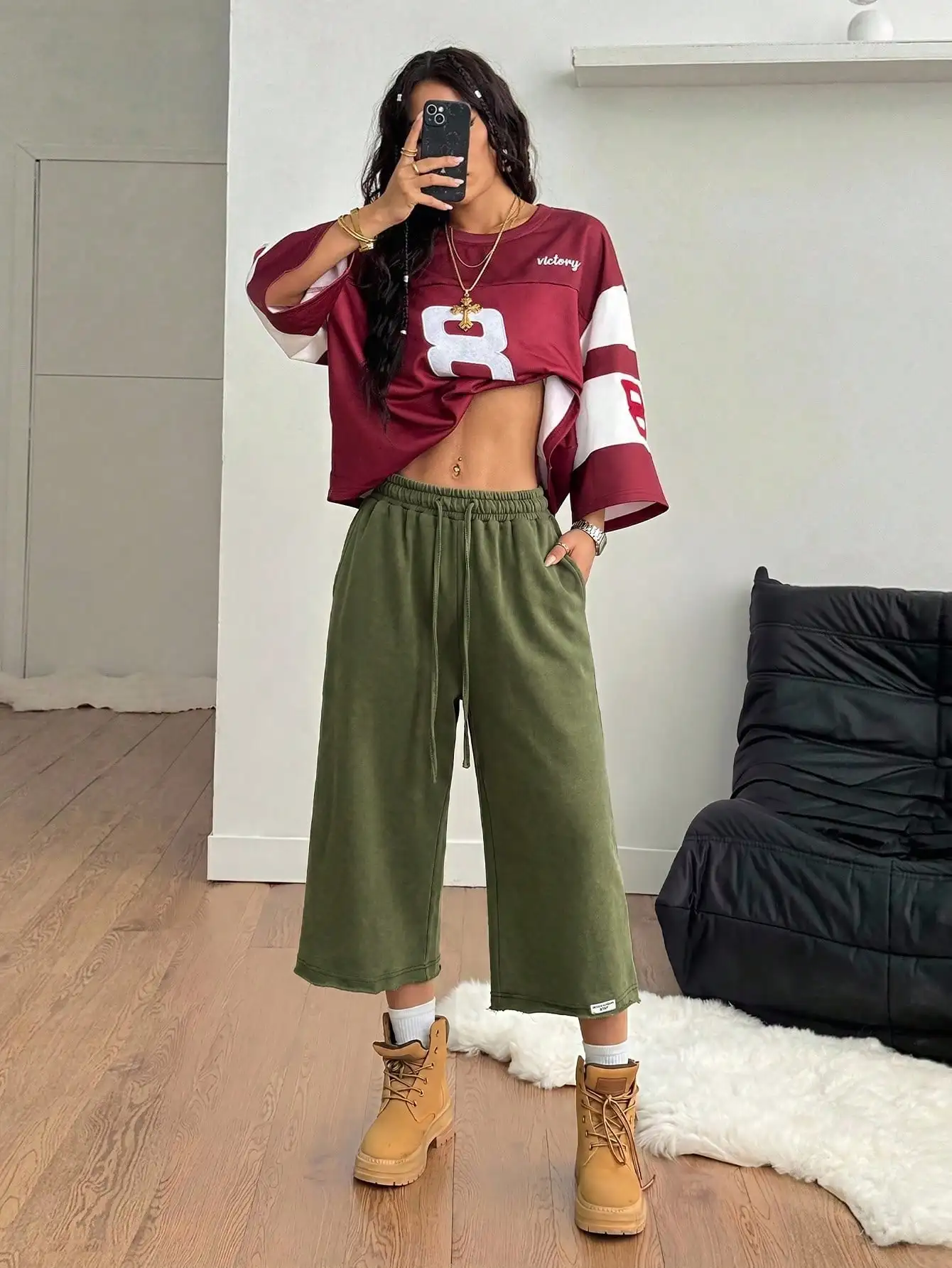 Coolane Women Summer Streetwear Vintage Washed Distressed, Comfortable Denim Effect Green Shorts view 2