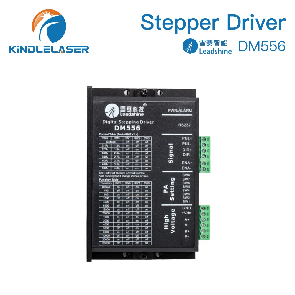 KINDLELASER Leadshine DM556 Stepper Driver 2 Phase 20-50VAC 0.5-5.6A for Nema 17/23 Stepper Motor Controller Engraving Machine