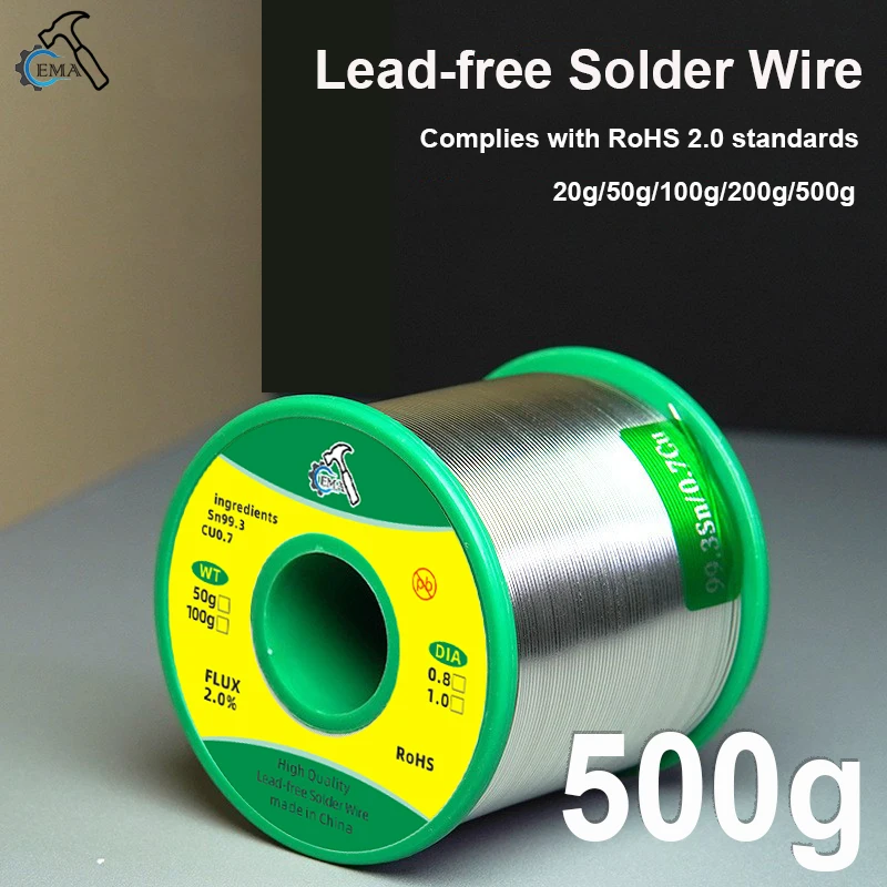Sn99.3/Cu0.7 Lead-free Solder Wire High Purity Soldering Wire Roll for Electronic Repair Environmental Protection Tin Wire Flux