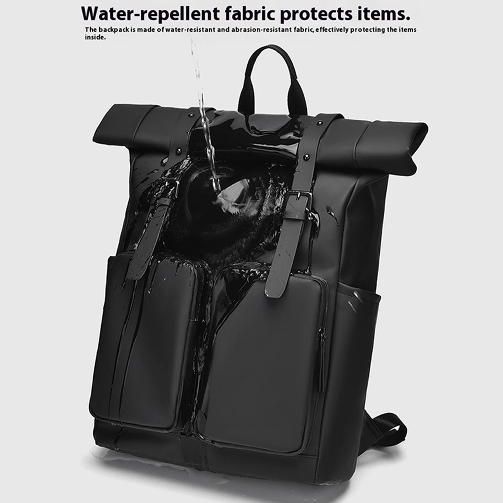 Roll-Top Backpack, Waterproof Laptop Backpack, For Women, Sports Stylish And Versatile, Extra Travel, Cycling, view 3
