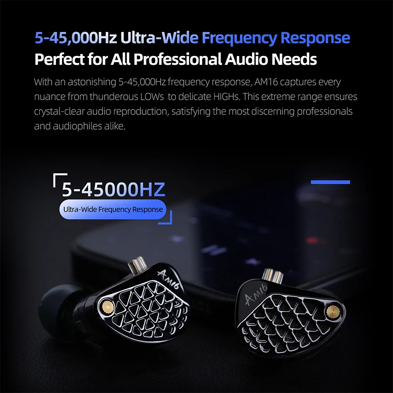 사전 주문 KZ AM16 16 드라이버 전문 Hi-Fi IEM 인체공학적 디자인 유선 이어폰, 저음 강화/균형 튜닝 에디션