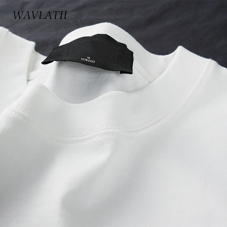 WAVLATII New Women Brown Summer T shirts Female Oversized Casual Drop Sleeves Tees Lady White Short Sleeve Tops for Young WT2363