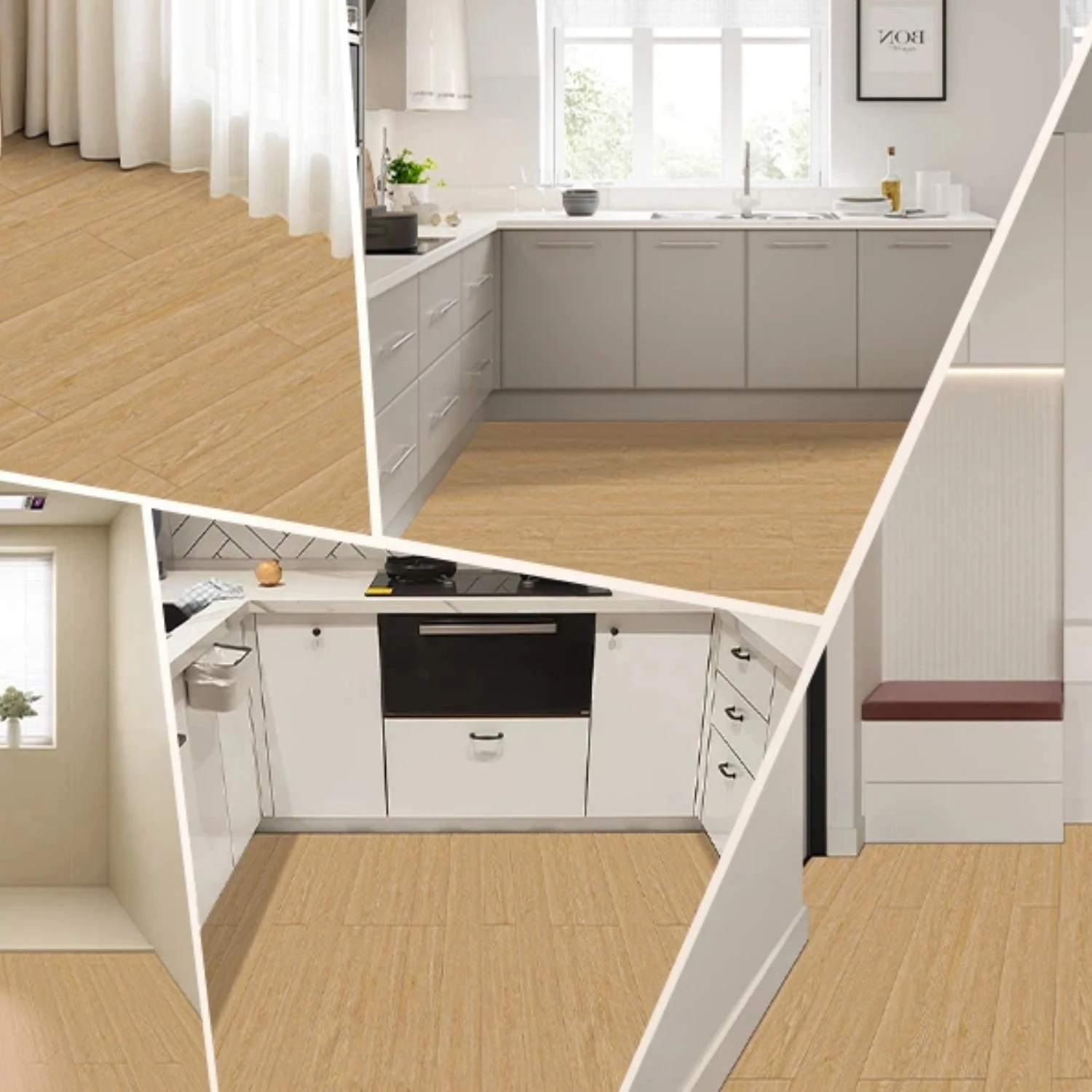 Self-adhesive Wood Grain Floor Tiles Sticker Thicken Waterproof Non-slip Sticker for Bedroom Living room House Renovate Stickers