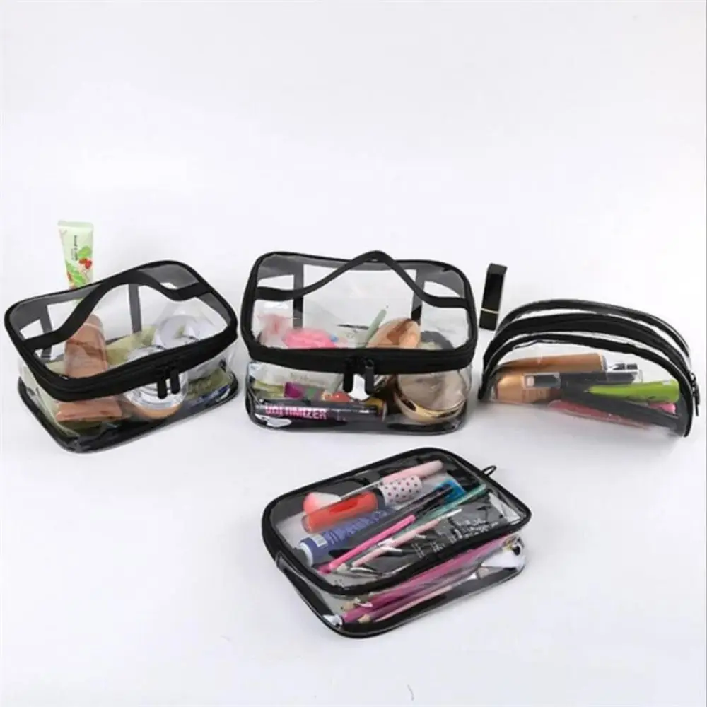 1pc Travel PVC Cosmetic Bags Women Transparent Clear Zipper Makeup Bags Organizer Bath Wash Make Up Tote Handbags Case