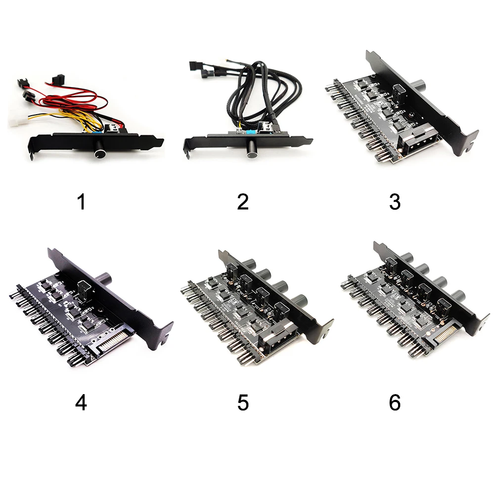 12V Easy Install 1 To 3 8 Way PC Case Cooling Fan Hub 4Pin 3Pin Speed Controller Practical Regulator Splitter Computer Adapter