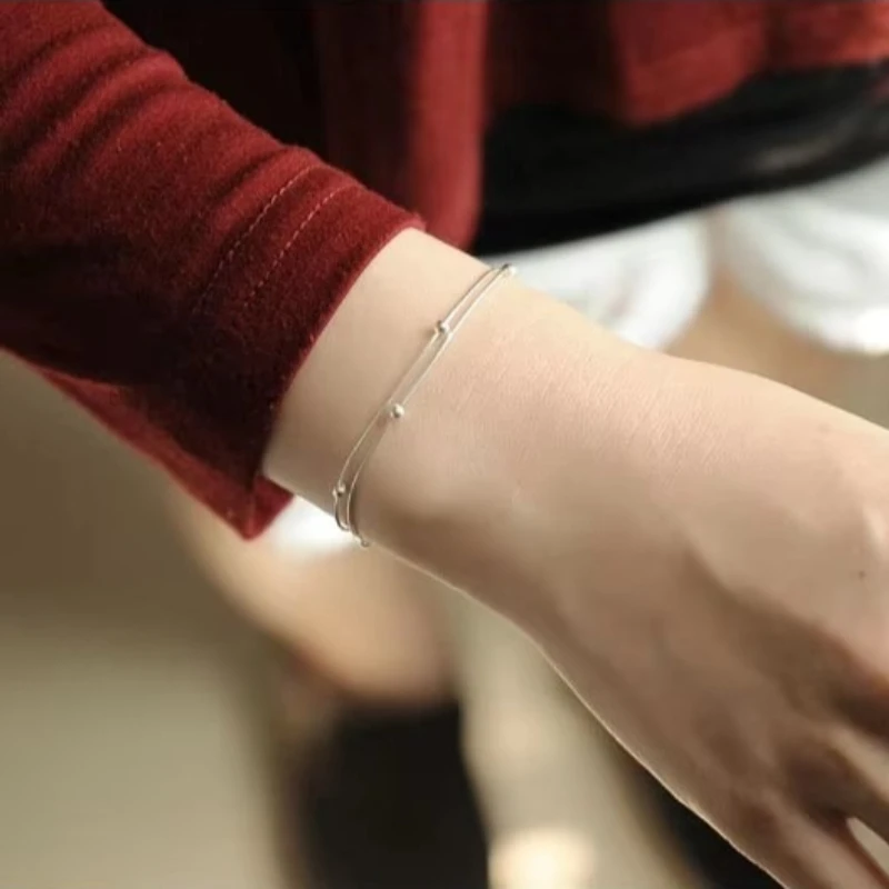 New Fashion Jewelry Beautiful 925 Sterling Silver Bracelets Red Heart Simple Personality Sweet Bracelets