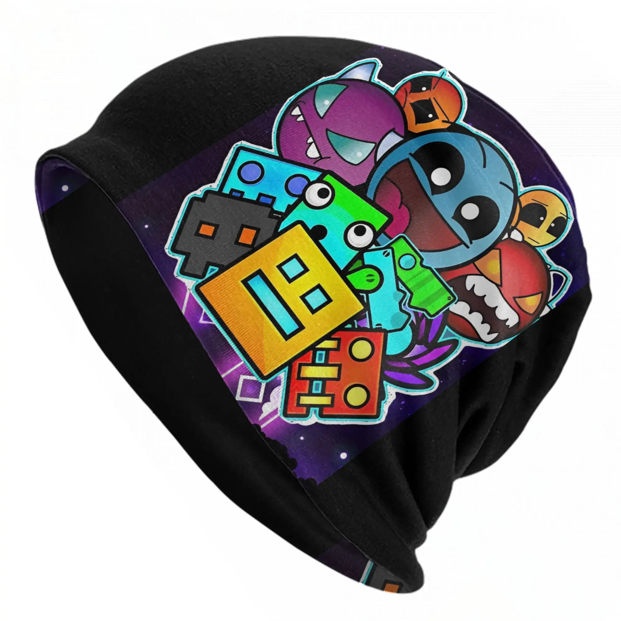 Geometry Dash Game Skullies Beanies Hat Geometric Dash Autumn Winter Unisex Outdoor Cap Warm Head Wrap Bonnet Hats