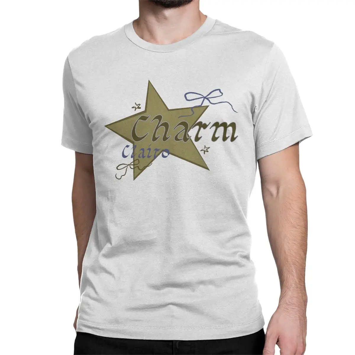 Charm By Clairo With Stars And Bows Men's T Shirt Novelty Tee Shirt Short Sleeve O Neck T-Shirts 100% Cotton Summer Clothes