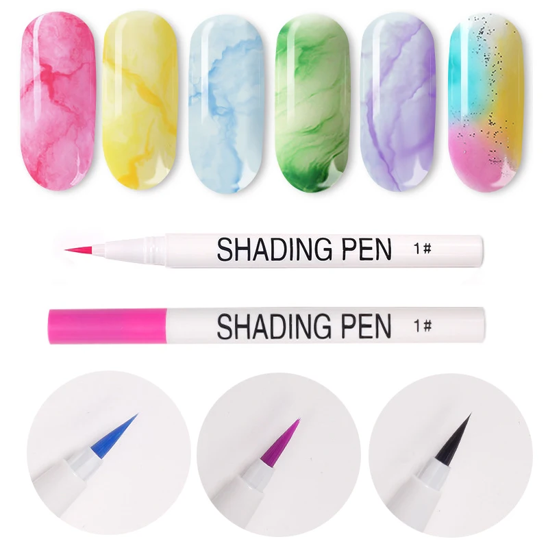 UV Gel Nail Art Pen Marbling Manicure Abstract Painting Brush DIY Tool Smudge Ink Drawing Pen for Nail Art