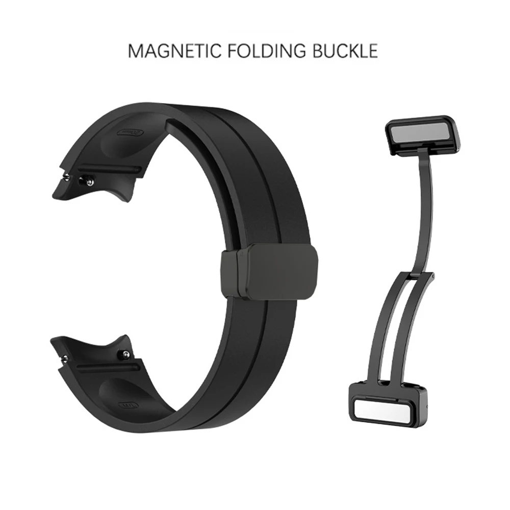 No Gaps Strap For Samsung Galaxy Watch 7 6 4 5 Pro 40mm 44mm Bracelet Watch 6 4 Classic 47/46/42mm Magnetic Buckle Silicone Band