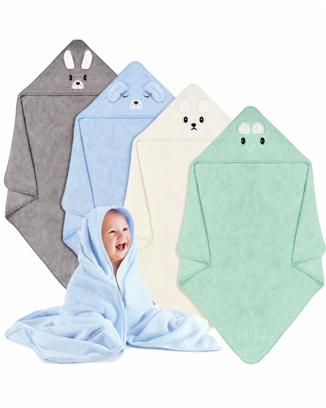 Ultra-Soft Microfiber Baby Bath Towel, Cartoon Design, High Absorbency, Unisex for Newborns & Toddlers, Ideal Shower Gift