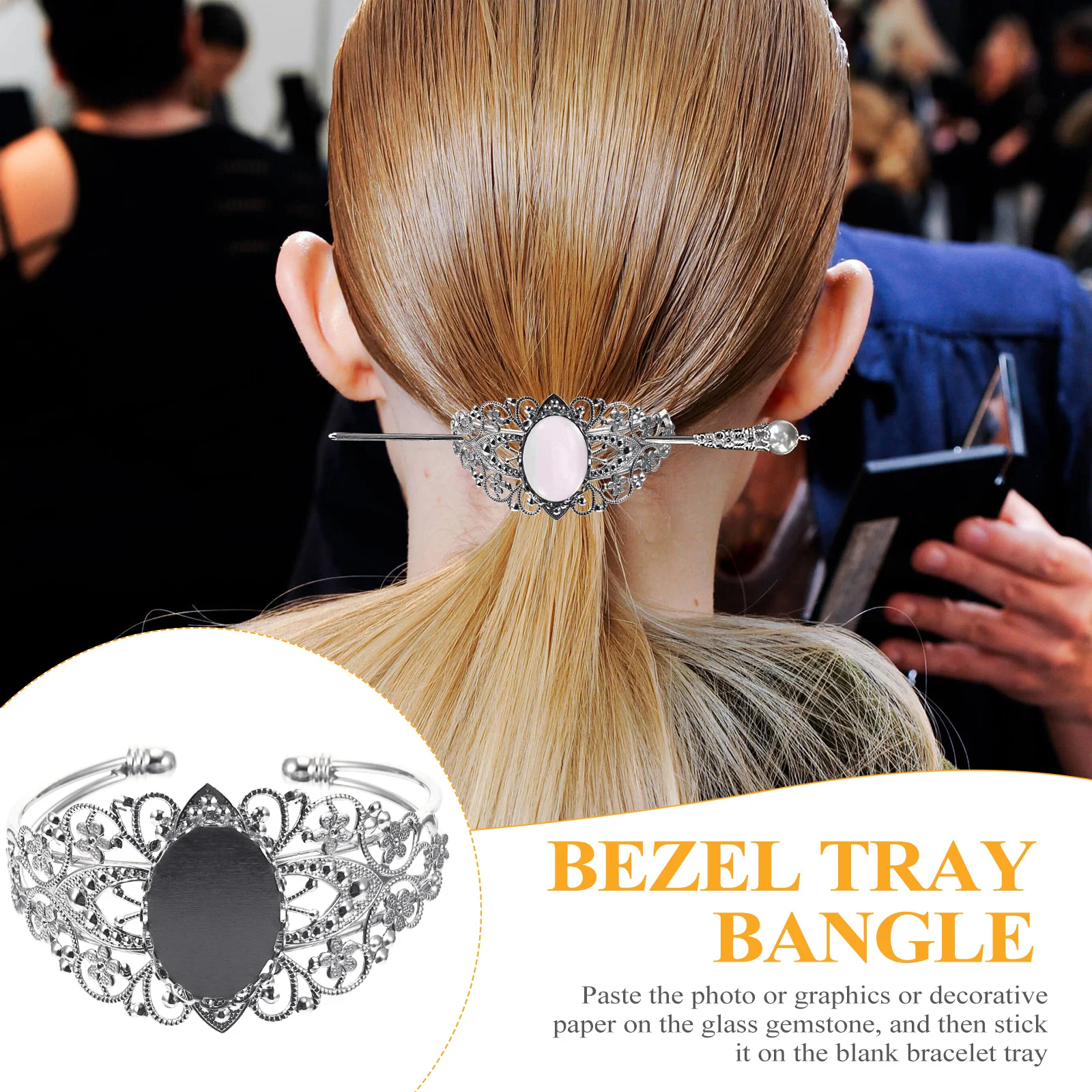 

5Pcs Oval Gemstone Bezel Tray Blank Adjustable Cuff Bracelets for Crafting DIY Custom Photo Jewelry Gemstone Bezel Bangle