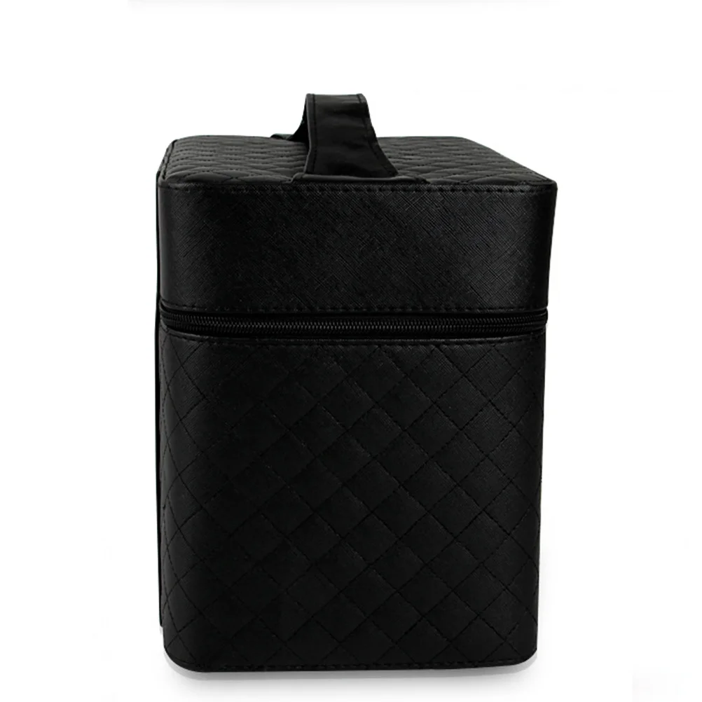 

Double Layer Foldable Case Large Capacity Makeup Train Box Portable Organizer Durable Makeup Storage Bag Black