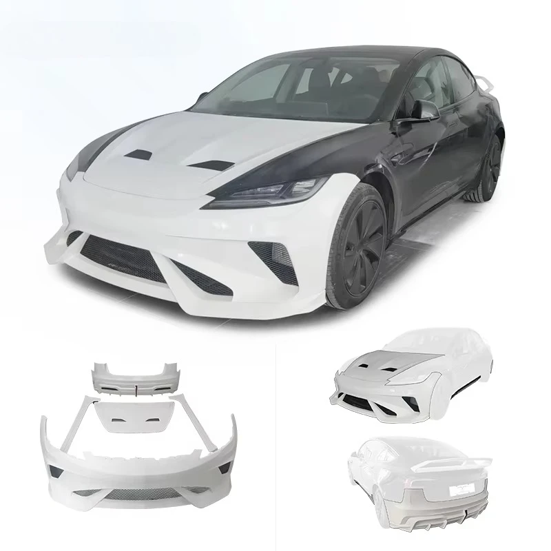 Suitable for 2023-2026 Tesla Model 3 Refreshed Version Modification Hacker Upgrade Body Kit Front/Rear Bumper&Side Skirt&Hood