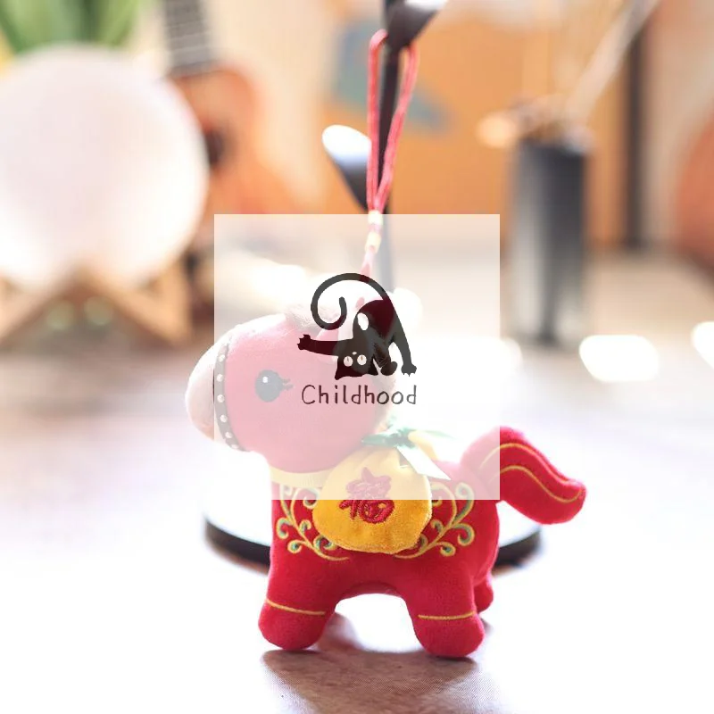 

2026 New Year Mascot Horse Plush Toys Red Black Classic Lucky Pony Doll Chinatown Boutique Pony Decor Festival Gift Kid Gift