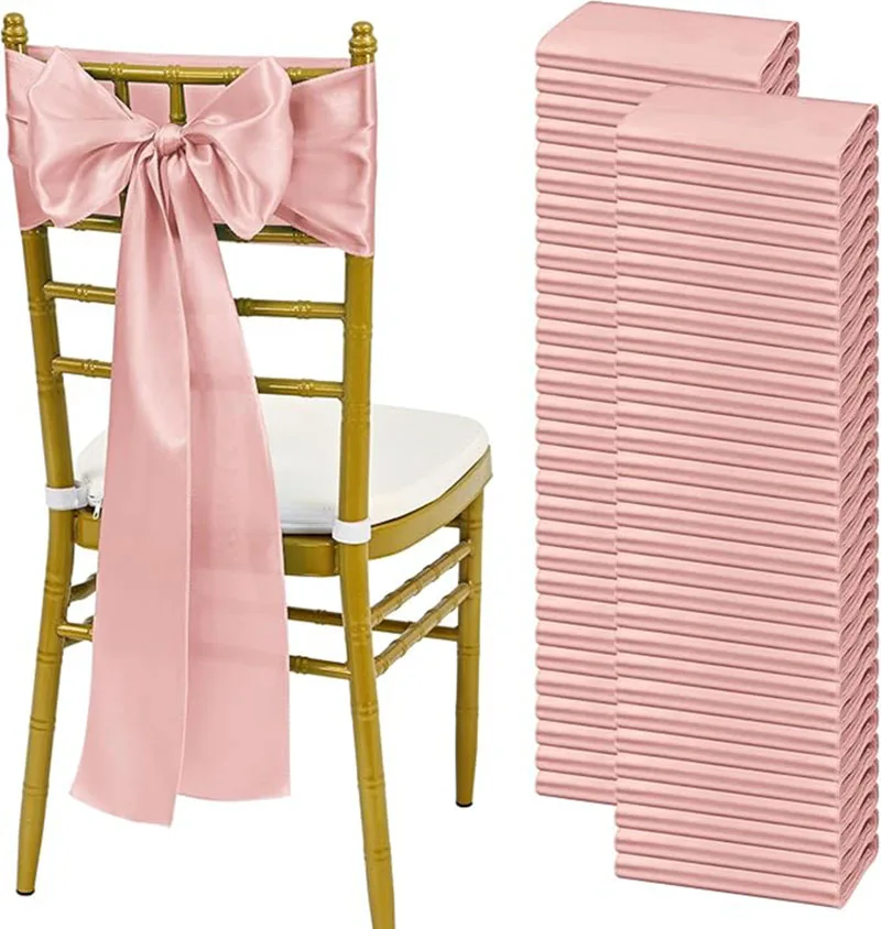 10/50Pcs Satin Chair Sashes Bows Universal Chair Cover for Wedding Reception Events Banquets Party,Hotel Event Decorations