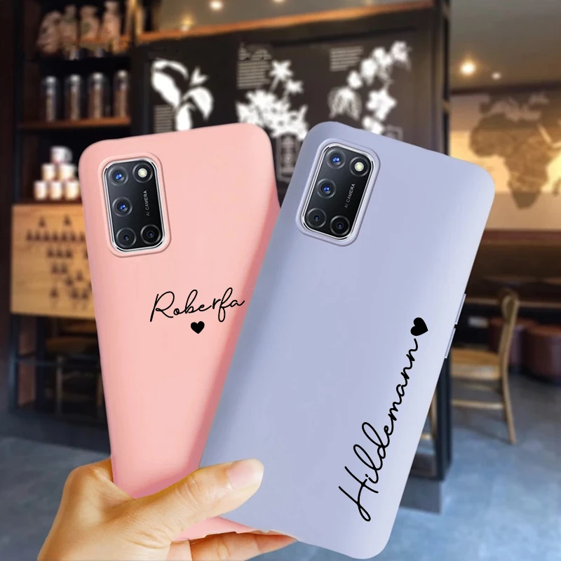 Custom Name Silicone Case For Samsung Galaxy A51 A71 A31 A21S A50 A70 A12 A32 A42 A52 A72 5G S22 S21 S20 FE Love heart Cover