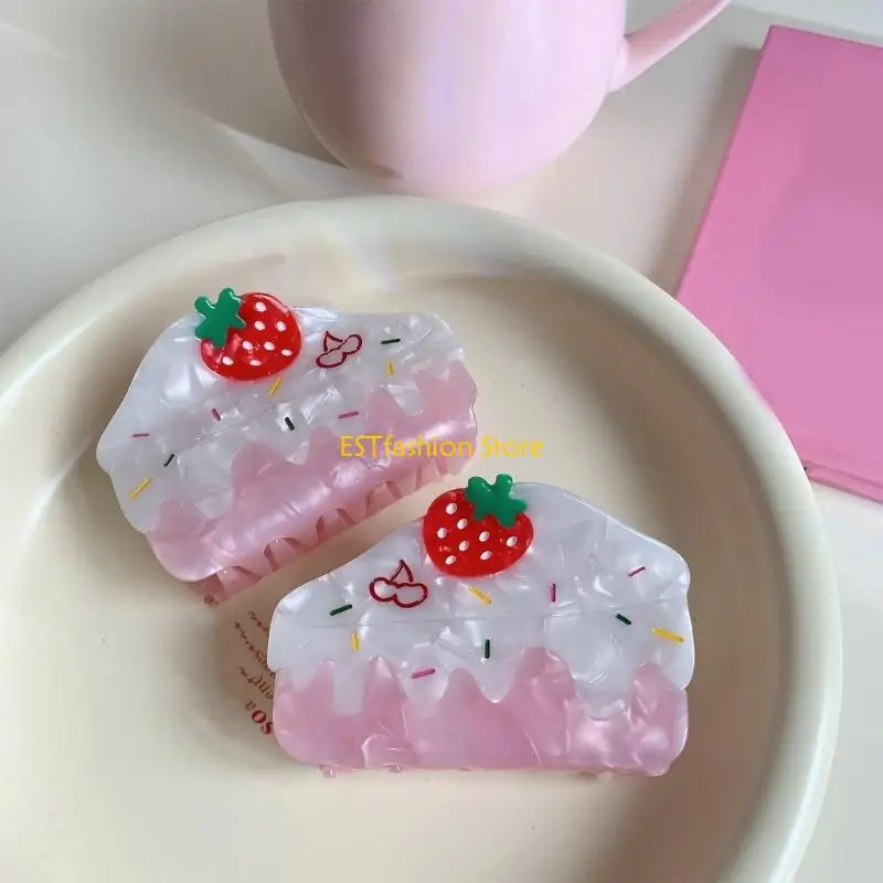 Y5GC Sweet Cream Cake Hair Claw Acrylic Hair Grip Strong Secure For Women and Girl Everyday Wear And Special Event
