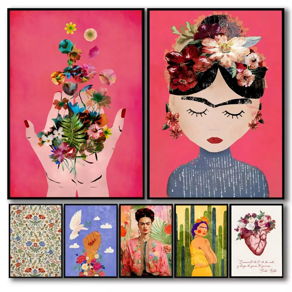 Pintura artística f-frida Kahlo, caligrafía, lienzo sin marco, póster, arte de pared perfecto para pasillo, decoración del hogar, regalos de vacaciones
