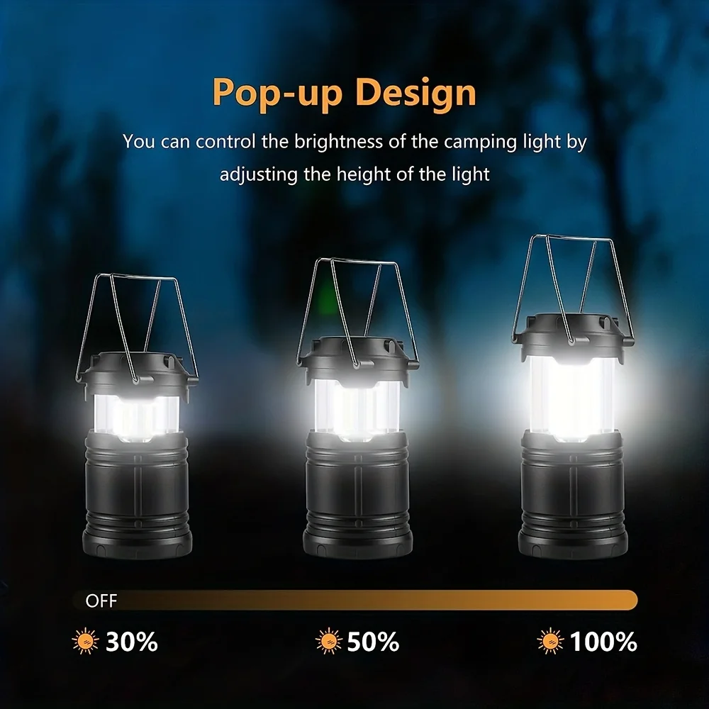 Portable Camping Lantern 2pcs– 3×AAA Battery Powered LED Tent Light for Outdoor Hiking Camping Emergency Home Use – Compact Fold