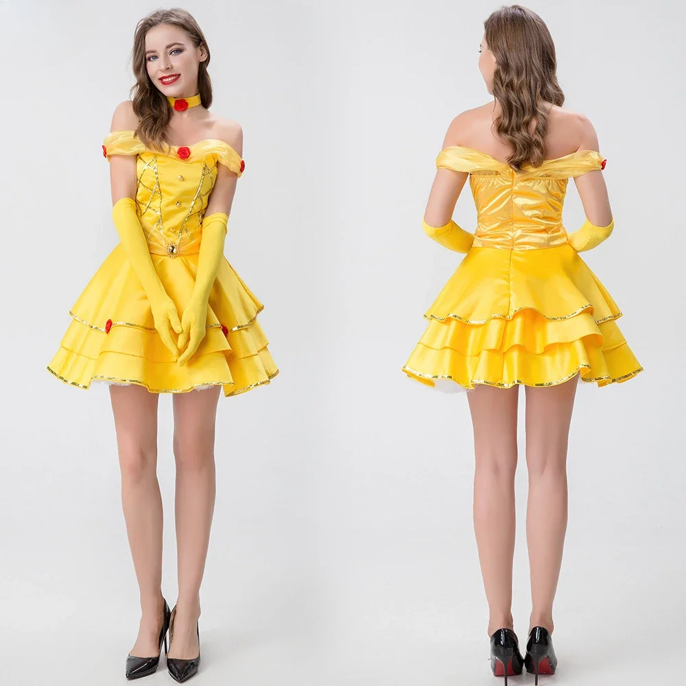 

[Princess Beauty Dress] Beauty and The Beast Human Version Adult Skirt Photography Sexy Ball Dress