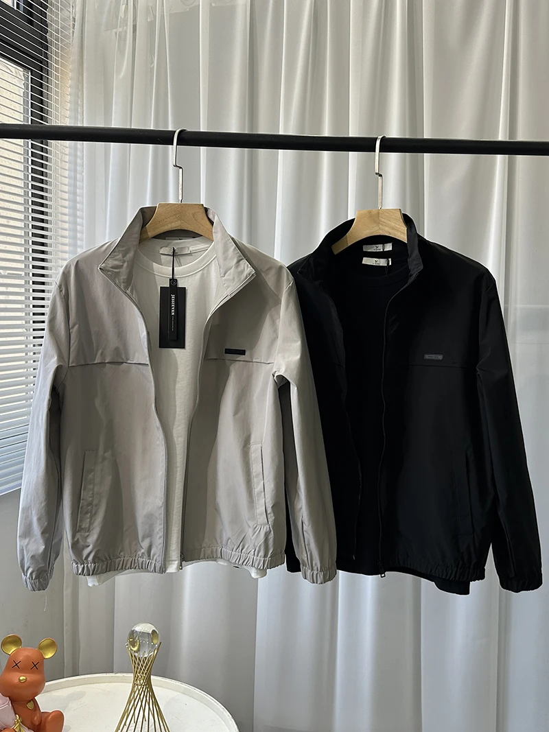 

Мужская куртка свободного кроя с воротником-стойкой, ветрозащитная, дышащая, на молнии, в американском стиле, из полиэфирного волокна