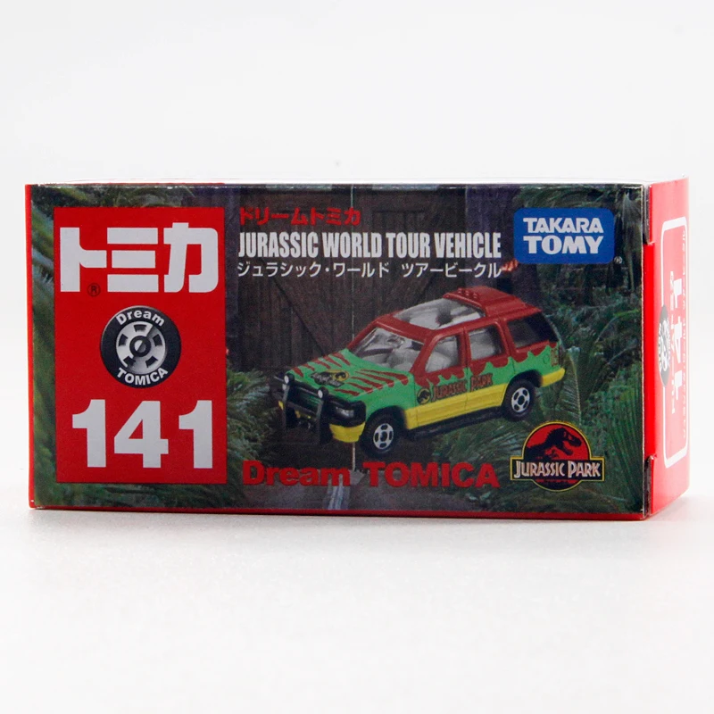 TAKARA TOMICA TOMICA diecast stop Model 141 jurajski dinozaur Park samochód terenowy zabawki dla chłopca kolekcja prezentuje dla dzieci.