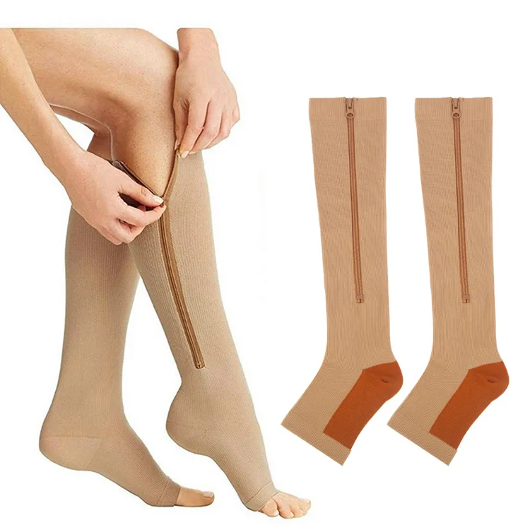 

3Pairs Compression Stockings for Men/Women Sports Pressure Long Cycling Socks Zipper Professional Leg Support Thick Sockings