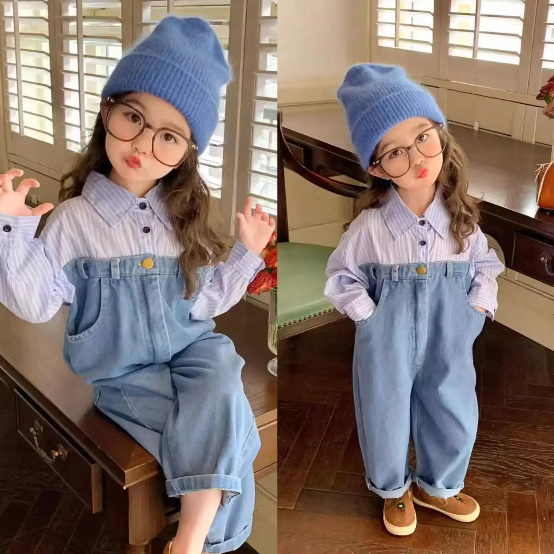 

2024 Baby Girls spring autumn summer Clothing denim Rompers Pants Casual Comfortable Overalls Kids Children Birthday Clothes