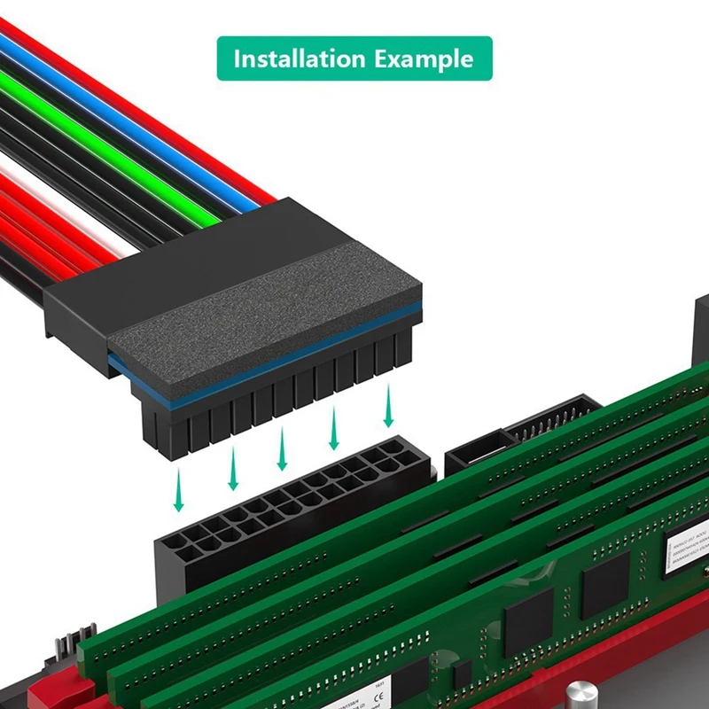 ATX 24 دبوس إلى 90 درجة محول القابس الطاقة كابل إمداد الطاقة موصل لأجهزة الكمبيوتر المكتبية ملحقات تركيب ذاتية الصنع