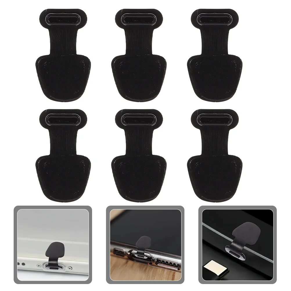 6 Pcs USB Cover Plug Silicone Power Dust Cap Type Plugs Small Protector Port Black