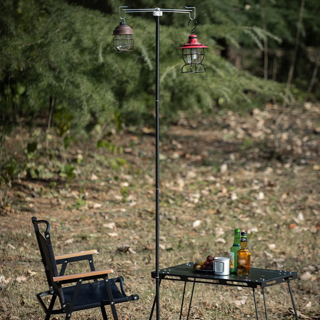 

Foldable Double Hook Lamp Holder For Outdoor Activities Aluminum Alloy Is Sturdy And Durable Stable