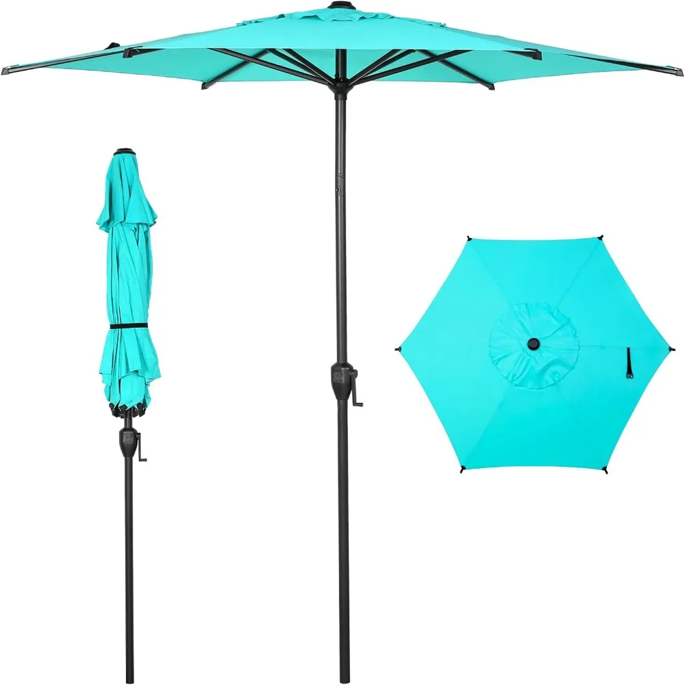 

Abba Patio 7.5FT Lyon Outdoor Patio Umbrella Outdoor Table Umbrella with Push Button Tilt and Crank Market Umbrella 6 Sturdy