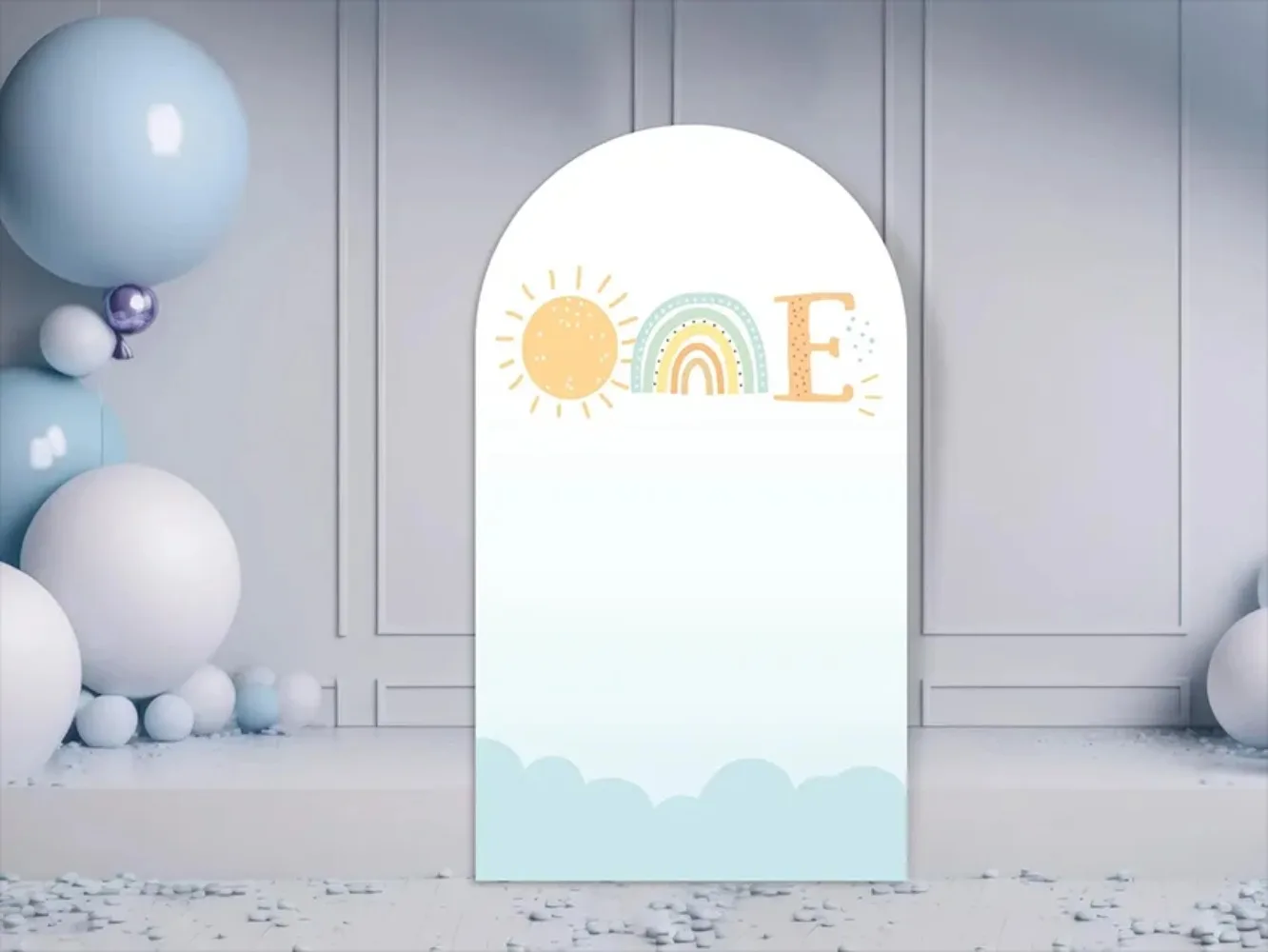 

Custom Sunshine First Trip Around the Sun Kids Birthday Baby Shower Cover Chiara Arch Background Decor Backdrop