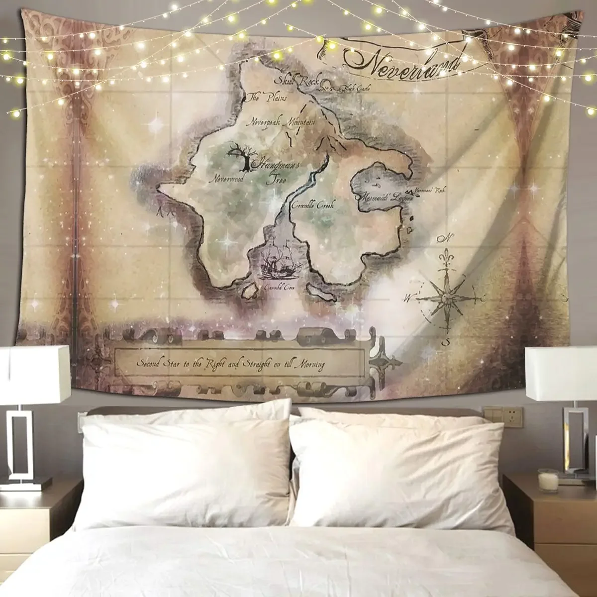 Classic Neverland Map Blanket King Siz Tapestry Art Wall Hanging Aesthetic Home Tapestries for Living Room Bedroom Dorm Room