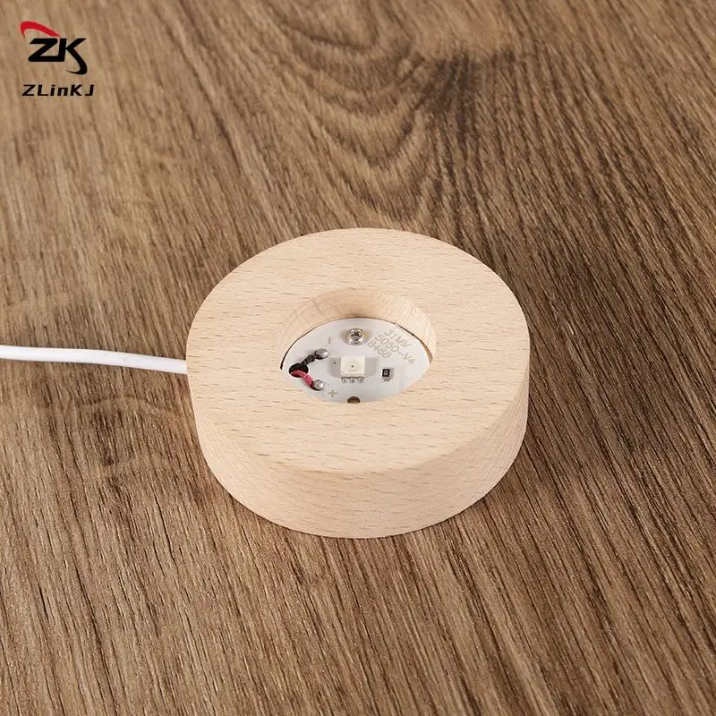 Round 6CM 5V Wooden Light Base With 1Meter USB Power Switch LED Light Rotating Display Stand Lamp Base Home Desktop Decoration