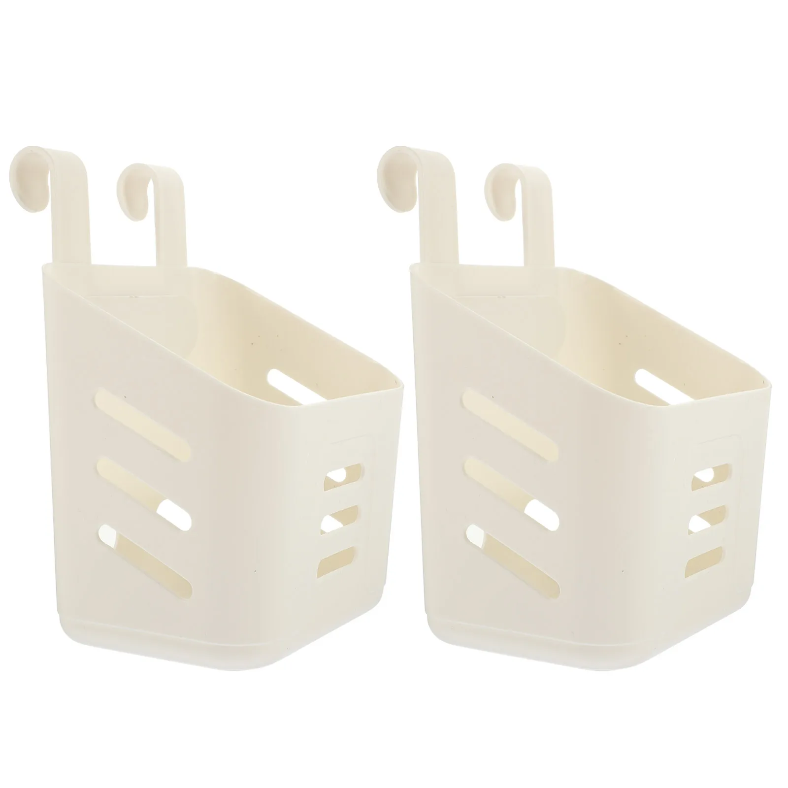 

2pcs Hanging Storage Basket Plastic Small Size Bathroom Kitchen Wall Mountable White