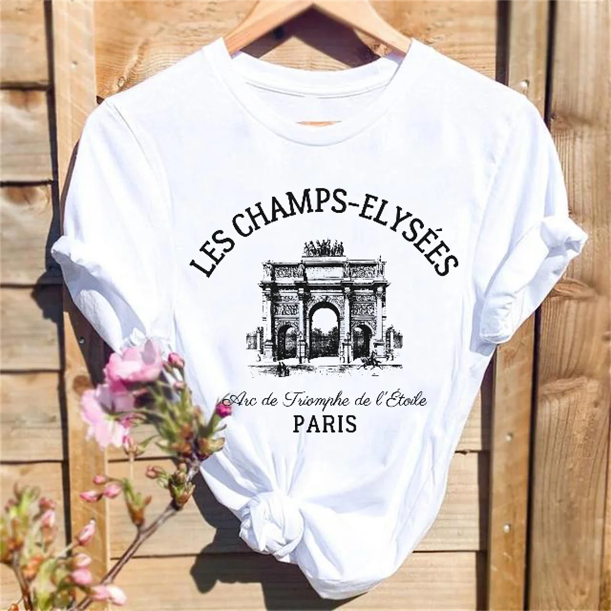 Pattern Top T-Shirt Summer Women's Watercolor Fashion Short Sleeve Round Neck Women's Printed Clothing Polyester Fabric T-Shirt