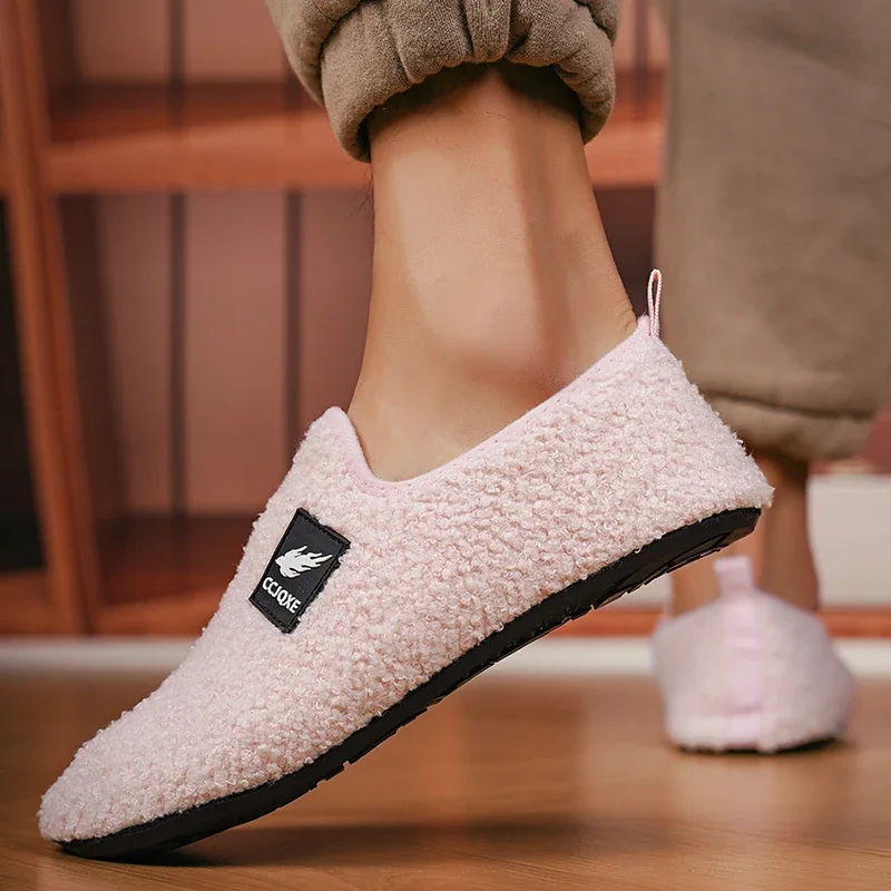 Fashion Winter Soft Sole Comfortable Mens Indoor Floor Antiskid Slides Bedroom Warm Plush Slippers Male Home Casual Cotton Shoes