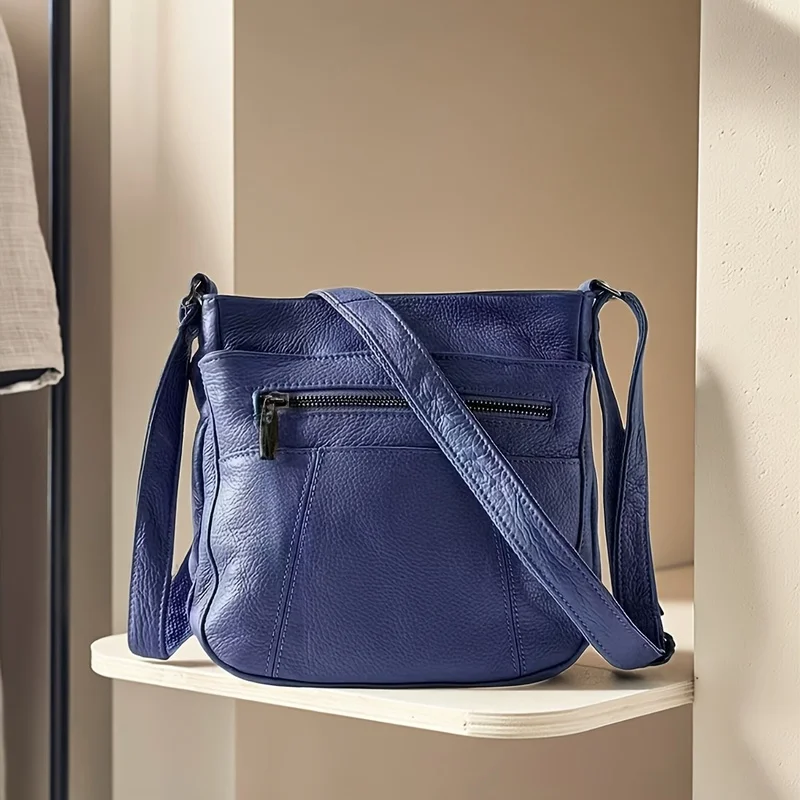 

Повседневная сумка через плечо из натуральной кожи на одно плечо, дорожная сумка через плечо с несколькими карманами, дизайн с несколькими отделениями,