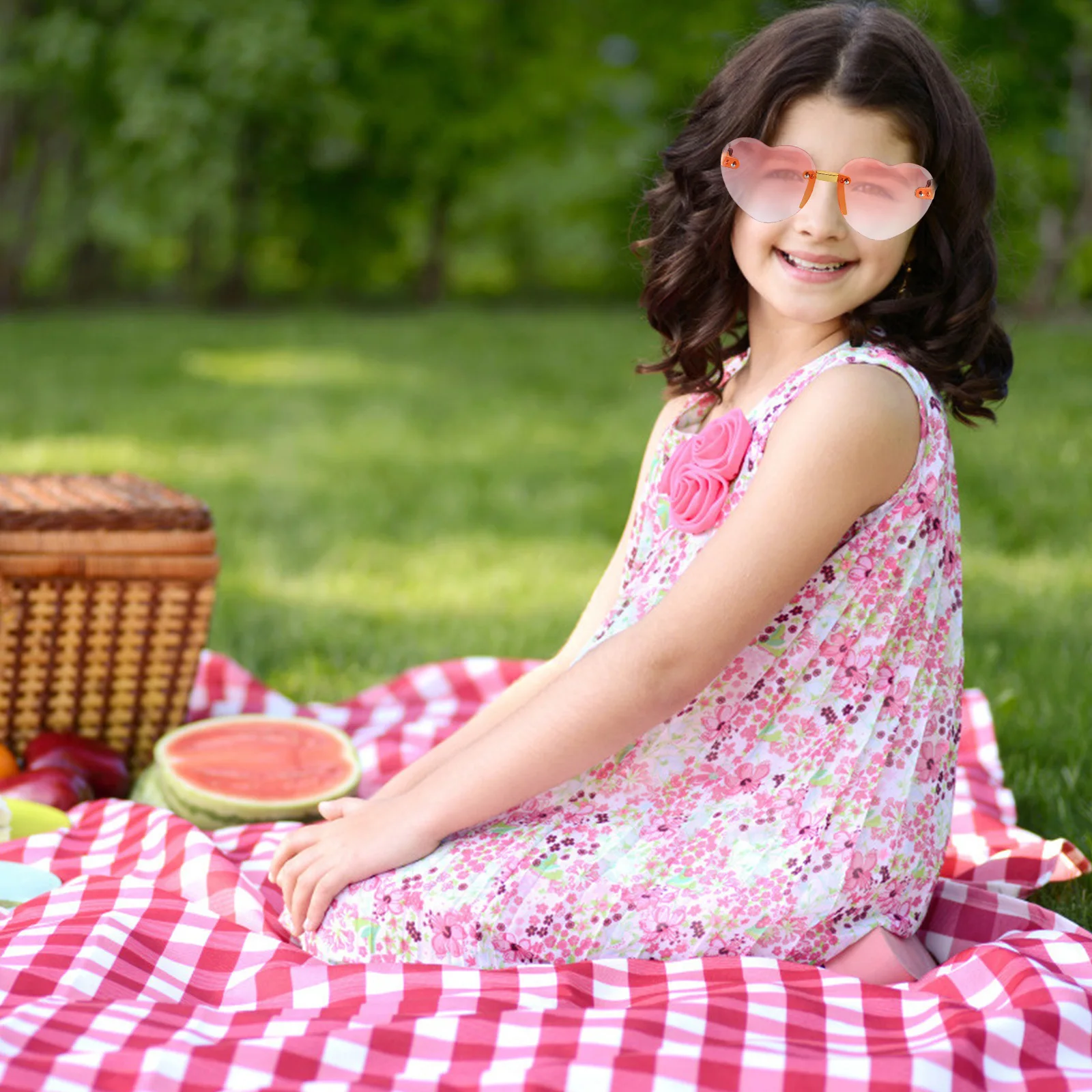 1 زوج التدرج اللون شكل قلب النظارات الشمسية خمر بدون شفة نظارات أنيقة الاطفال اكسسوارات الحفلات شكل قلب النظارات الشمسية #5