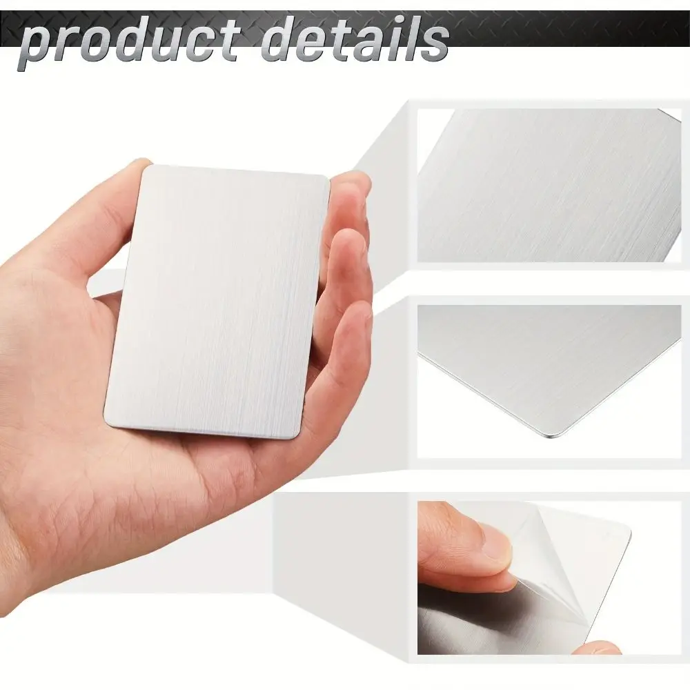 

3Pcs Stainless Steel Business Card Blanks Ultra Thick Smooth Edge Engraving Cards Rounded Corners Metal Name Cards