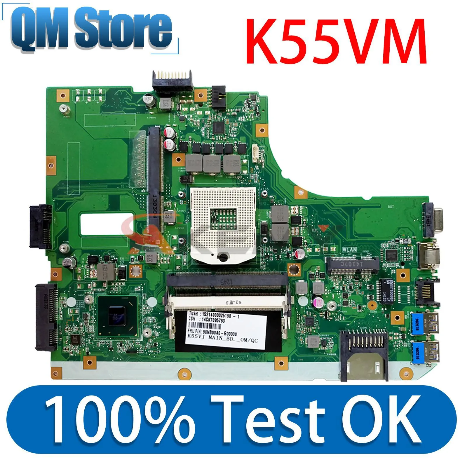 

K55VM Laptop Motherboard For ASUS K55VM R500V K55V K55VJ Notebook Mainboard REV:2.0/2.1/2.2/2.3 MAIN BOARD TEST OK