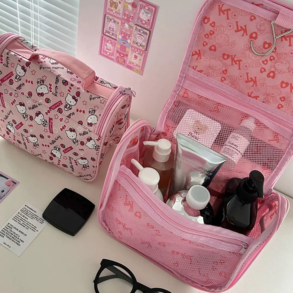 Borsa per cosmetici Sanrio Hello Kitty di grande capacità borsa per pennelli per trucco di grande capacità regali per ragazze borsa impermeabile