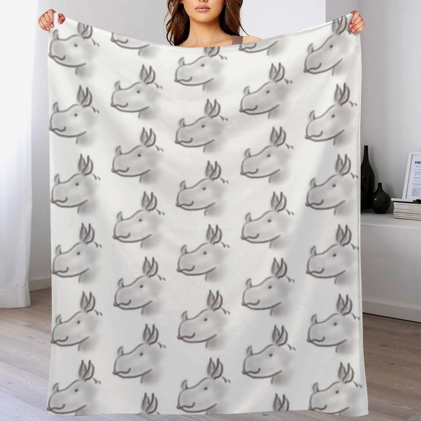 A Cute Little Rhino Throw Blanket Picnic for sofa Giant Sofa Camping Blankets