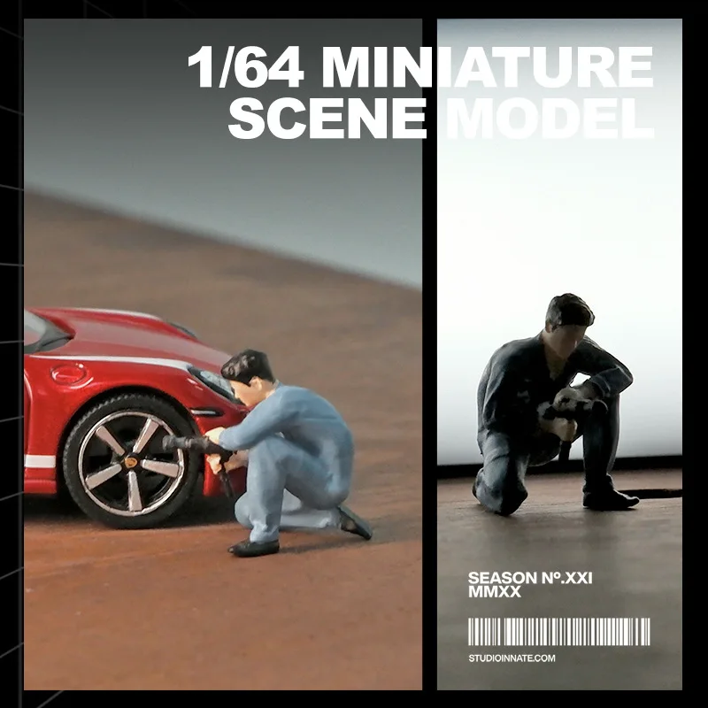 1:64 Anime lavoratore Figura Mini bambola Modello in miniatura Puntelli fotografia Modello di scena Tavolo di sabbia fai da te ornamento paesaggistico Regalo