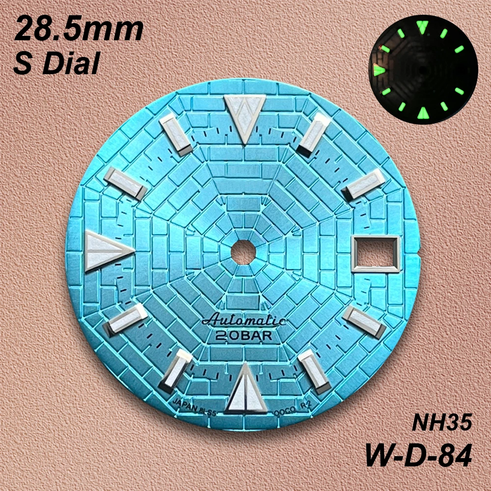 28.5mm Spider Web S Dial Suitable for NH35/NH36 Automatic Movement Green Luminous NH35 Watch Modification Accessories