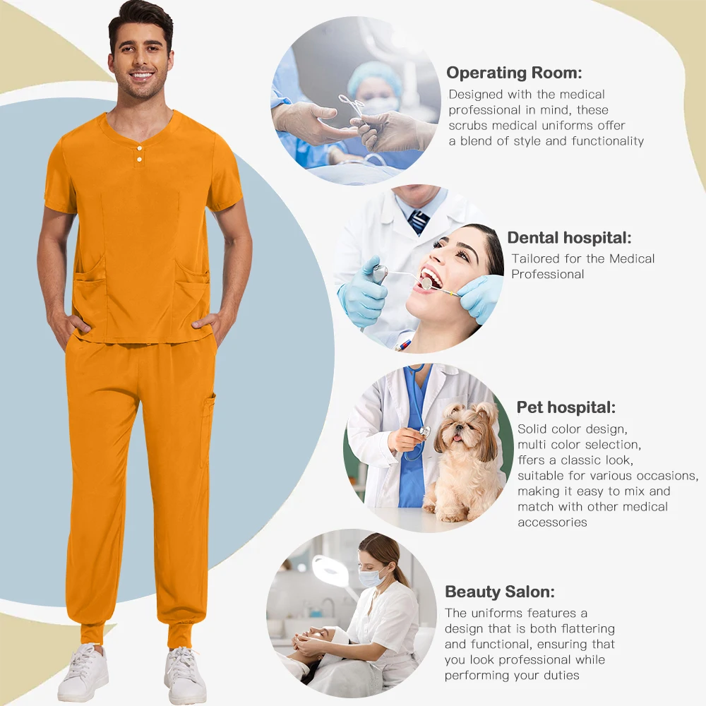 Wholesale Price Doctor Nurse Scrubs Set Medical Uniforms Women Men Jogger Suit Hospital Accessories Operating Room Surgical Wear