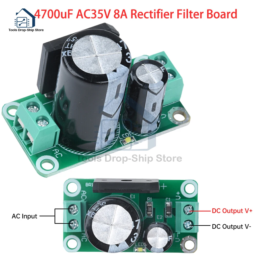 

8A 4700UF AC 35V Single Power Supply Rectifier Filter Board Power Amplifier Non Regulator Power Module Amplifier Power Board