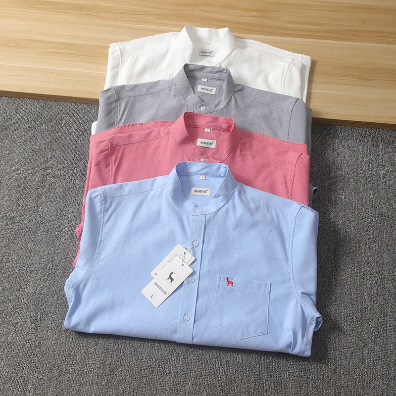 High Densi из чистого хлопка, ткань быка, длинный све, мужской утюг, весенне-осенний воротник-стойка, цвет, универсальный, моющийся